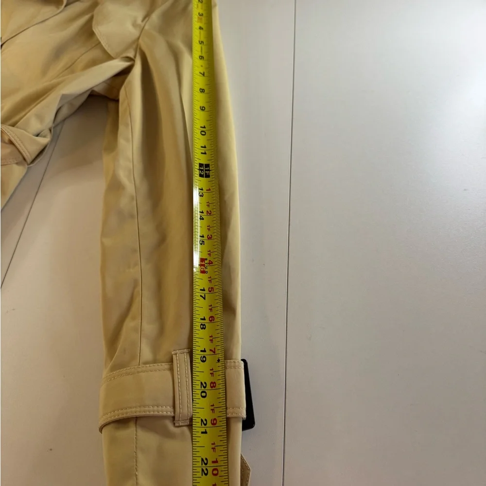 Joan Rivers Trench Rain Coat Beige Womens Small Button Front Pockets Belt Loops - Picture 12 of 14